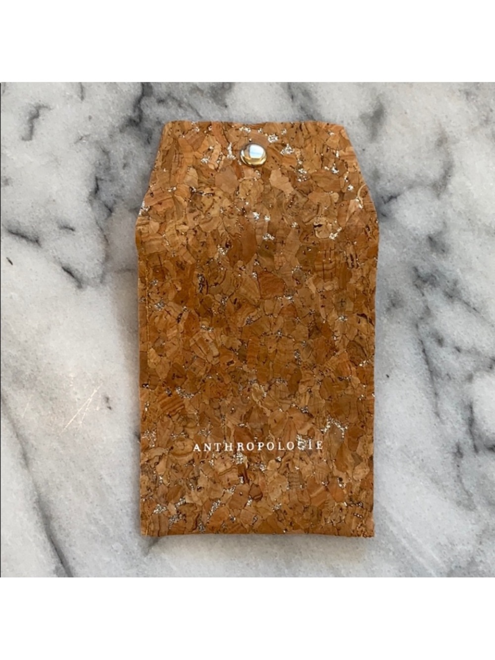 Anthropologie Cork Jewelry Pouch - Brown with Metallic Flecks